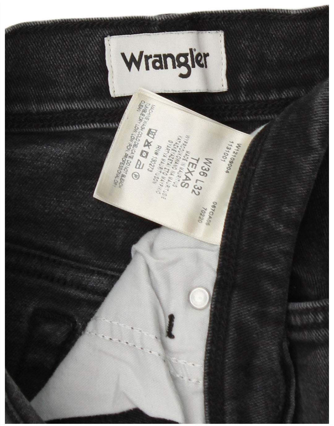 Wrangler muške teksaške ravne traperice W36 L32 crni pamuk