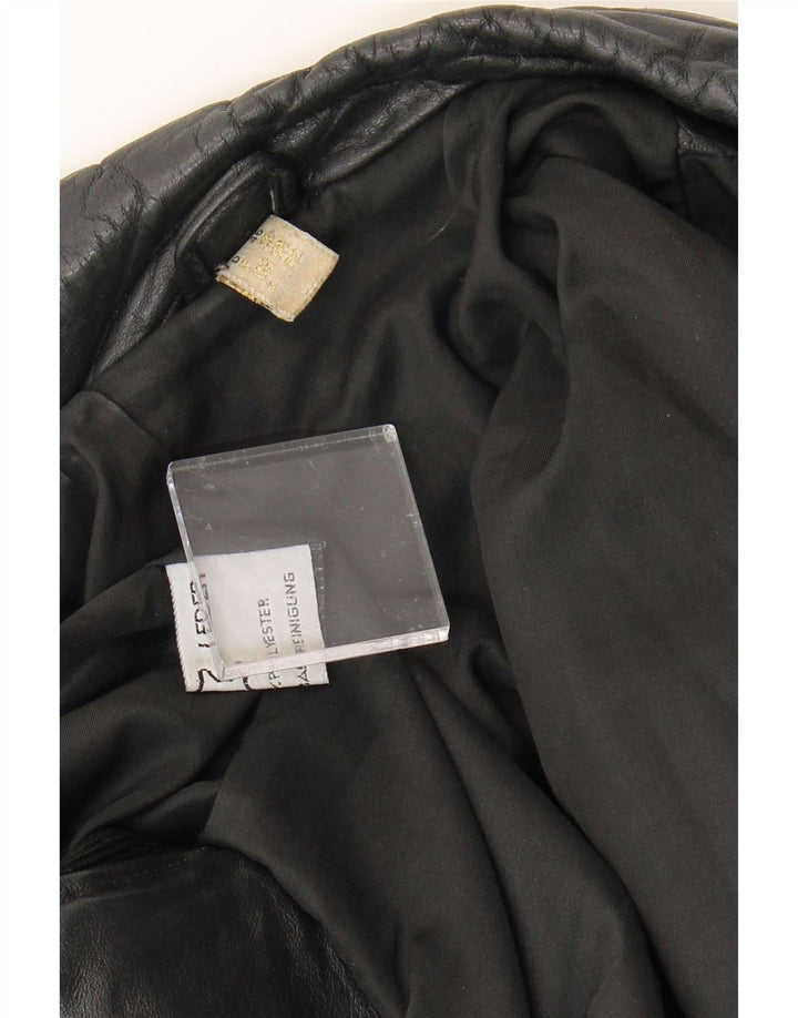 VINTAGE Womens Leather Jacket UK 20 2XL Black Leather