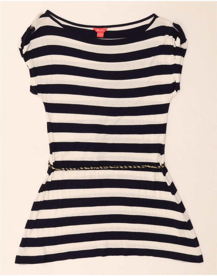 MONSOON ženski gornji dio tunike UK 12 srednje tamnoplave prugaste viskoze