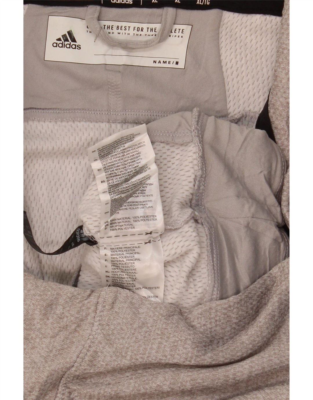 ADIDAS muški džemper XL s grafičkim izrezom, sivi poliester