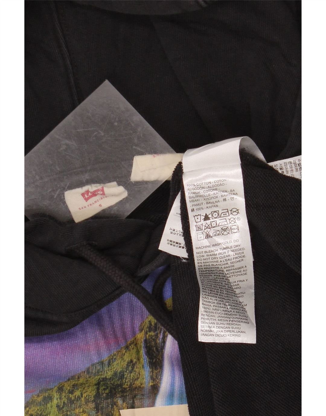 LEVI'S muška majica s kapuljačom slobodnog kroja, mali crni pamuk