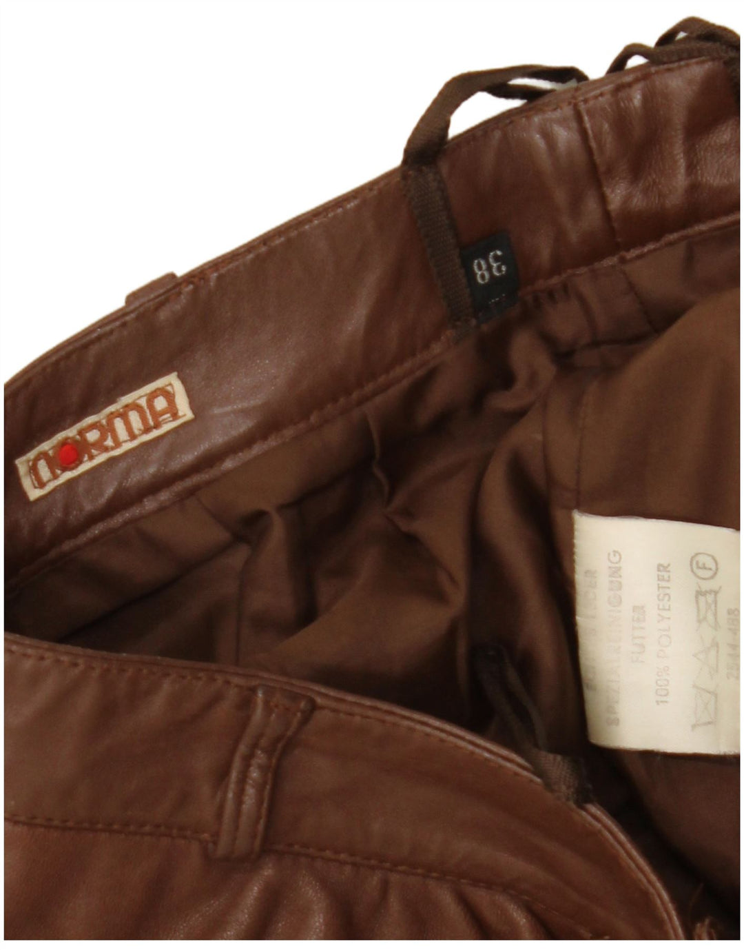 NORMA Womens Leather Skirt EU 38 Medium W28  Brown Leather