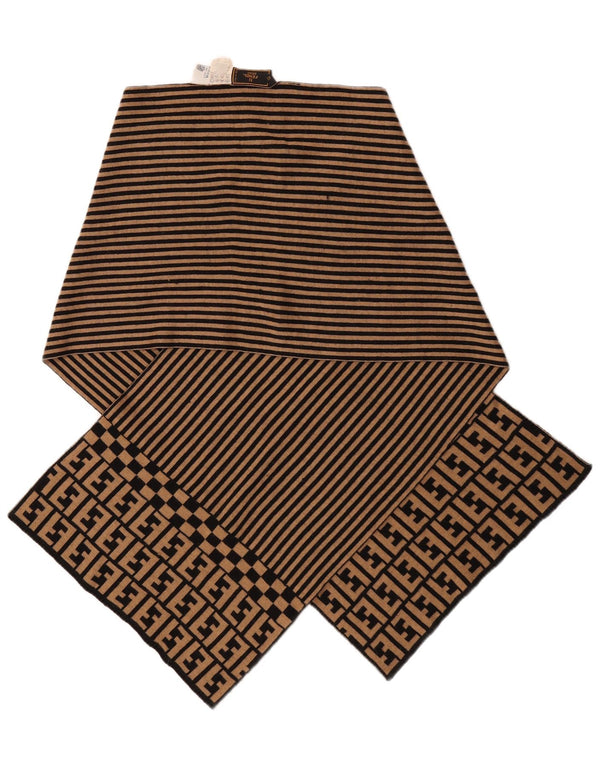 Fendi ženski šal IT 42 Dizajner srednje bež prugaste merino vune