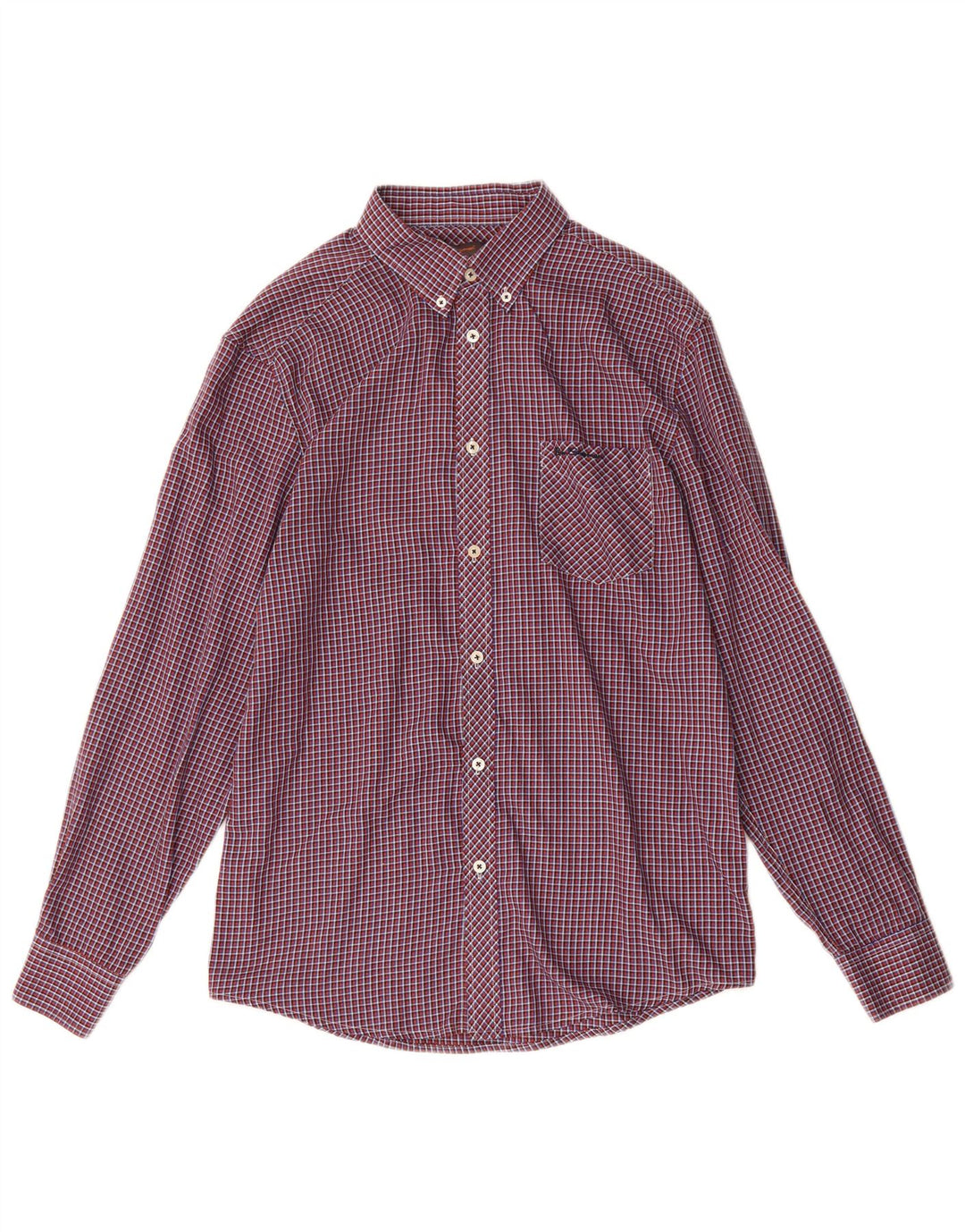 BEN SHERMAN Mens Shirt Large Purple Check Cotton