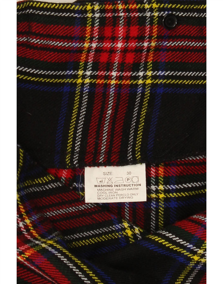 Vintage ženska mini suknja na omot W30 Srednje tamnoplava karirana akrilna