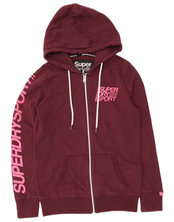 Superdry ženski džemper s kapuljačom s patentnim zatvaračem UK 6 XS, kestenjasti pamuk