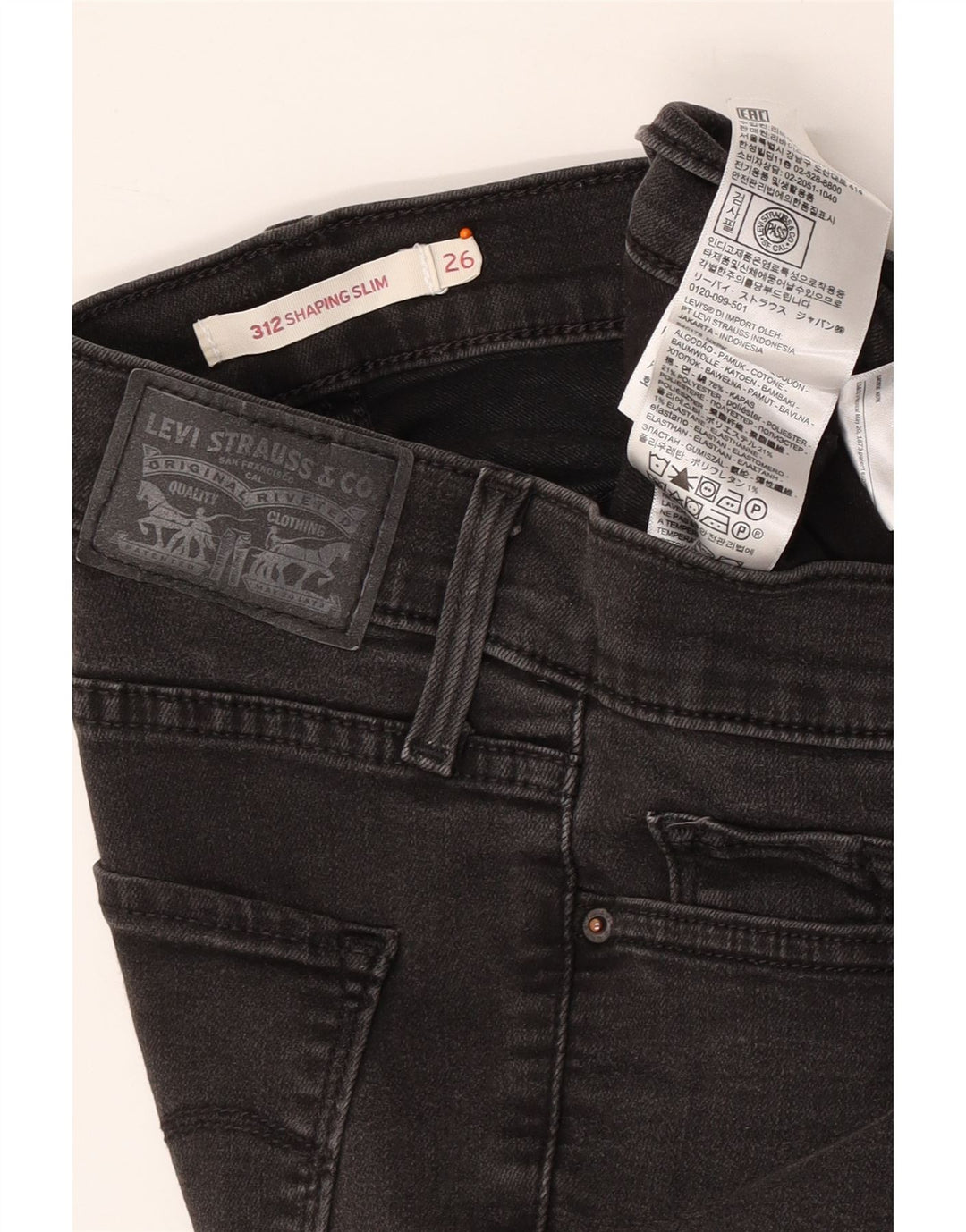 LEVI'S Ženske 312 uske traperice W26 L30 Sivi pamuk
