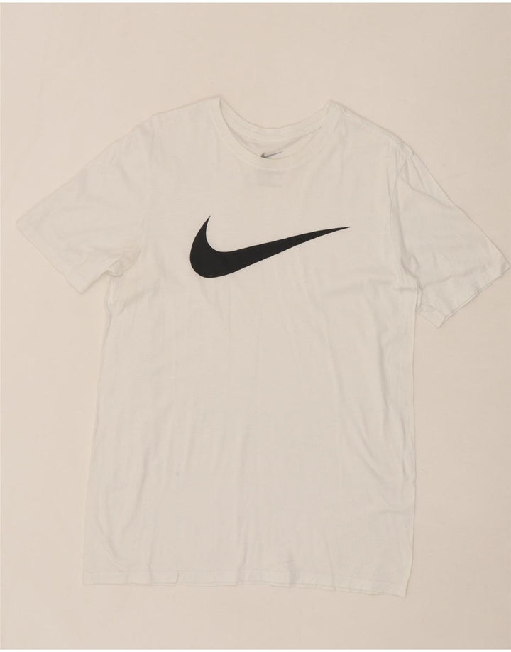 NIKE Mens Athletic Cut Graphic T-Shirt Top Medium White Vintage Nike and Second-Hand Nike from Messina Hembry 