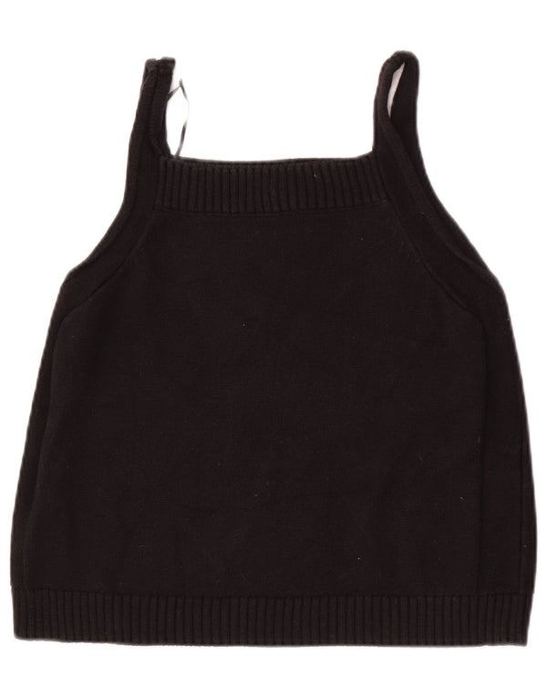 The White Company Ženska Label Crop Knit Cami Top UK 12 Srednje crni pamuk