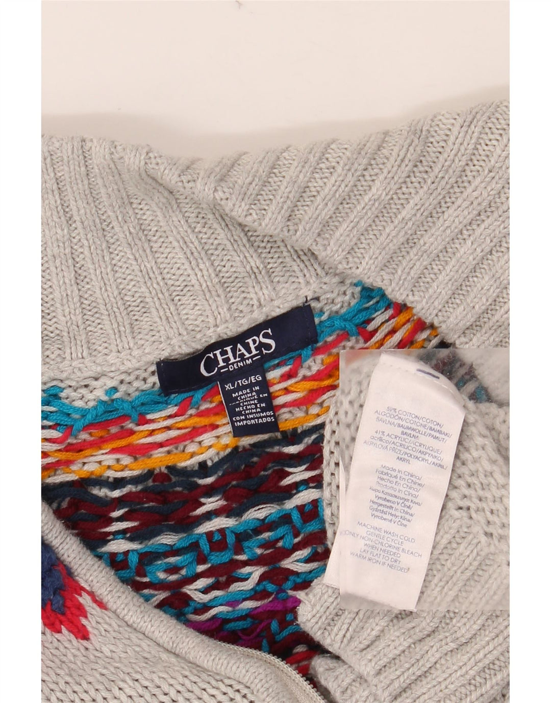 CHAPS Ženski kardigan pulover UK 18 XL Sivi Fair Isle Cotton