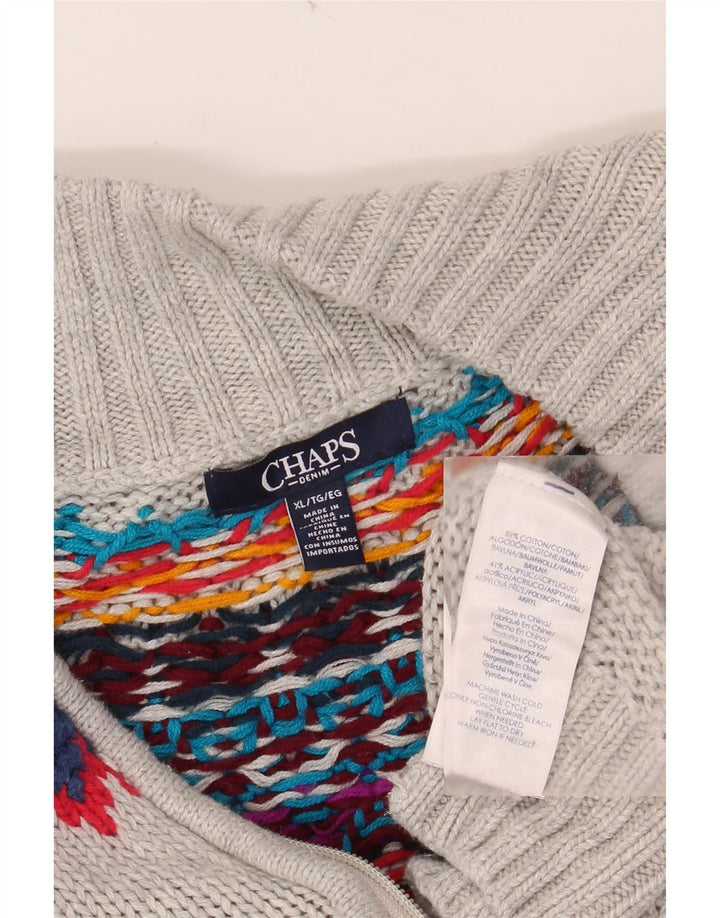 CHAPS Ženski kardigan pulover UK 18 XL Sivi Fair Isle Cotton