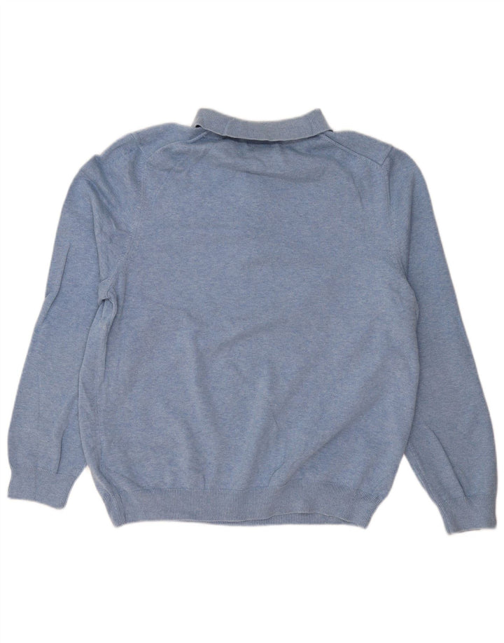 EDDIE BAUER Muški pulover s polo ovratnikom srednje plavi pamuk