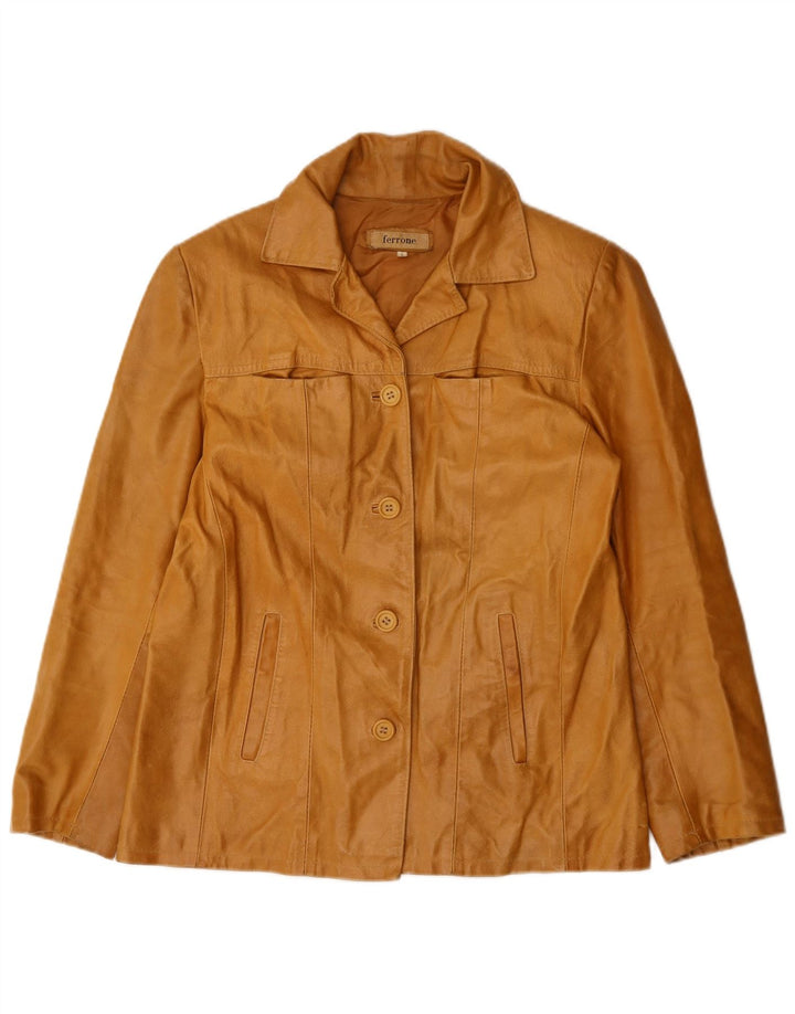 FERRONE ženska kožna jakna UK 16 velika smeđa koža