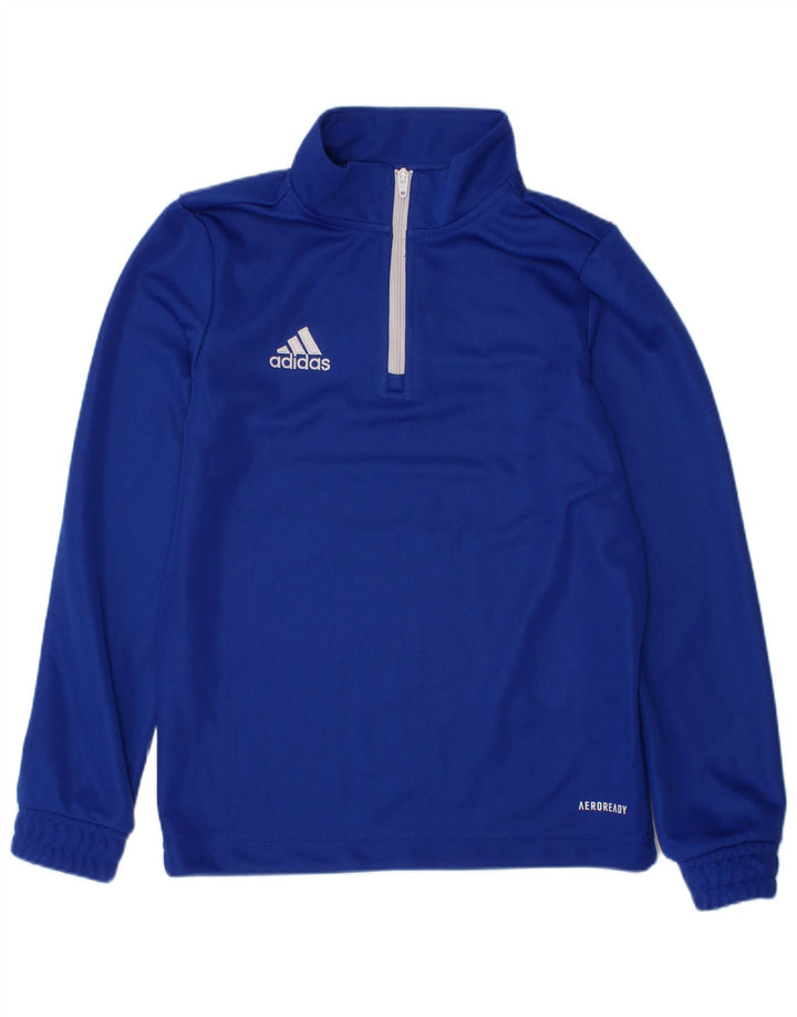 ADIDAS Boys Aeroready Zip Neck Pullover Top Trenirka 7-8 Years Blue