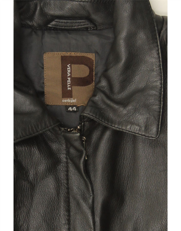 CONBIPEL Womens Leather Jacket IT 44 Medium Black Leather Vintage Conbipel and Second-Hand Conbipel from Messina Hembry 