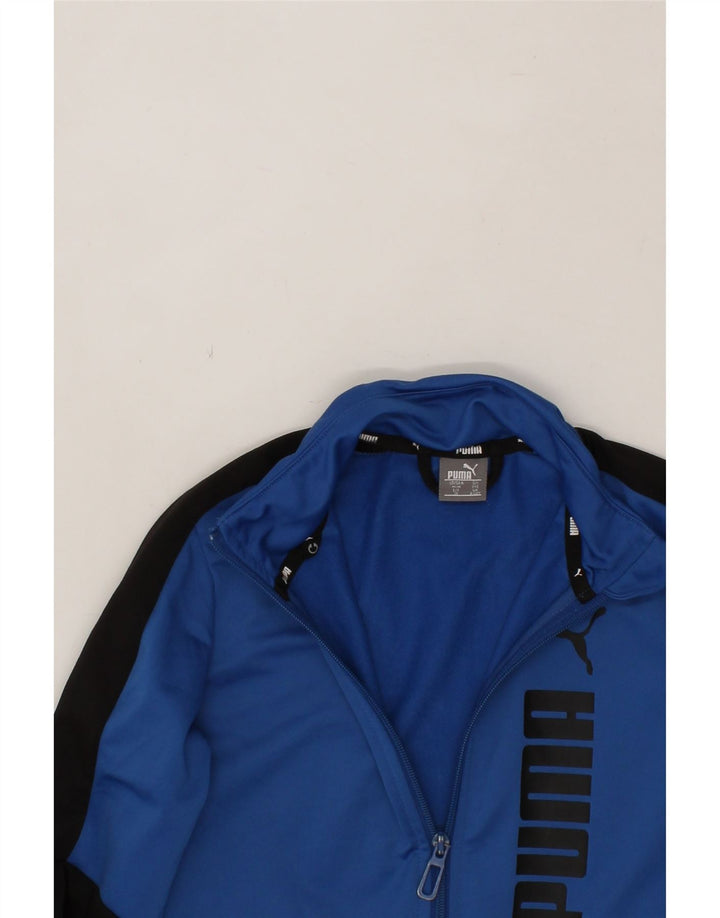 PUMA Boys Graphic Tracksuit Top Jacket 9-10 Years Blue Colourblock Vintage Puma and Second-Hand Puma from Messina Hembry 