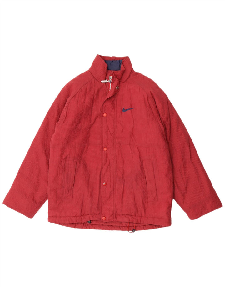 Nike Boys Windbreaker Jacket 12-13 Year Large Burgundy Check Nylon
