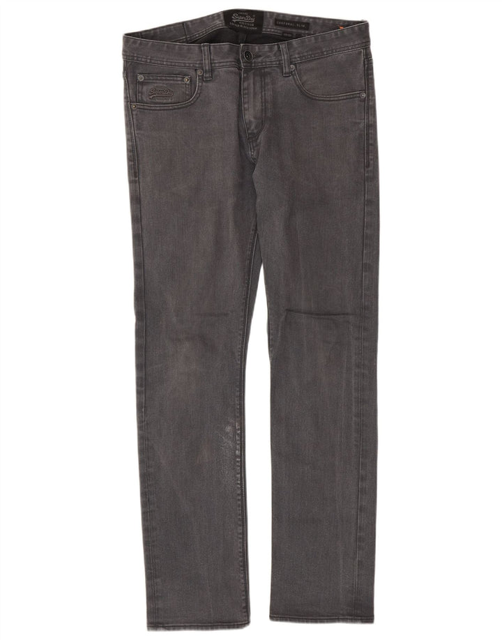 Superdry Mens Corporal Slim Jeans W33 L32 Sivi pamuk