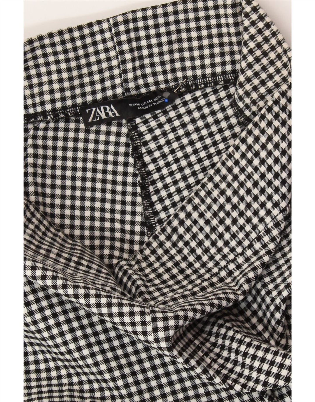 ZARA ženske chino hlače srednjeg kroja W28 L26 crni gingham