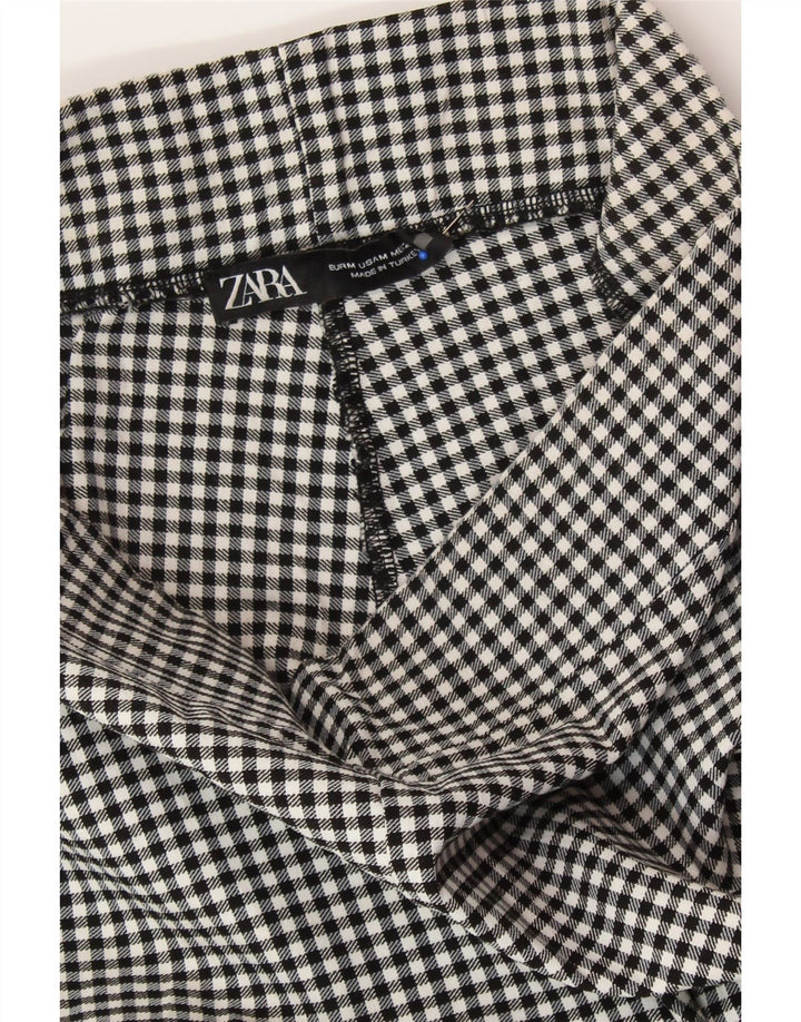 ZARA ženske chino hlače srednjeg kroja W28 L26 crni gingham