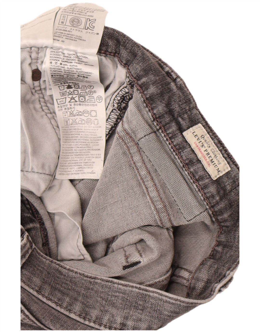 Levi's muške uske traperice W32 L32 sivi pamuk