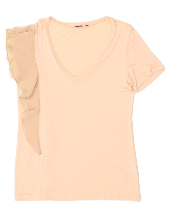 LIU JO Womens T-Shirt Top UK 12 Medium Beige Viscose Vintage Liu Jo and Second-Hand Liu Jo from Messina Hembry 