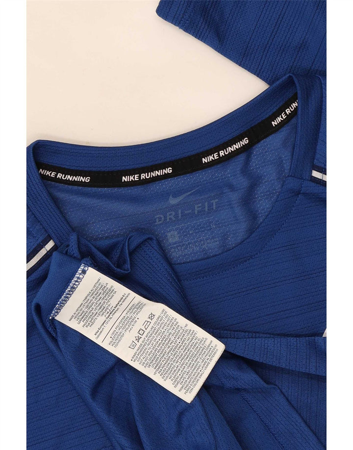 Nike muška Dri Fit majica s dugim rukavima srednje plave pruge od poliestera