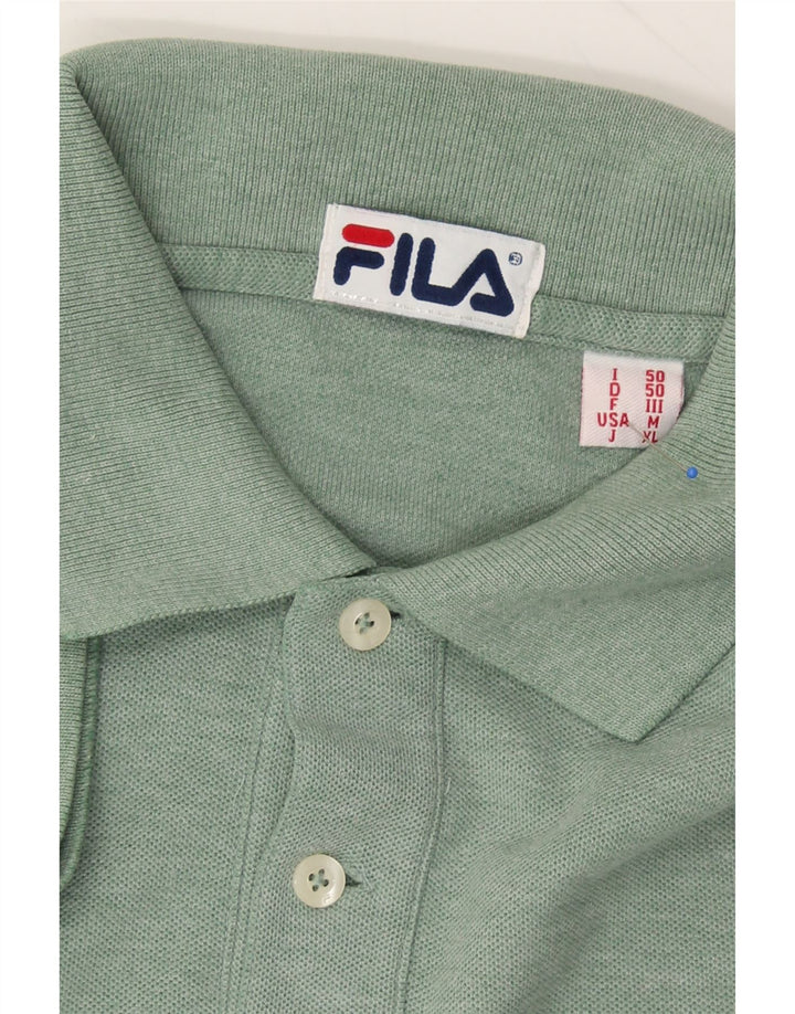 FILA Mens Polo Shirt IT 50 Medium Green Cotton Vintage Fila and Second-Hand Fila from Messina Hembry 