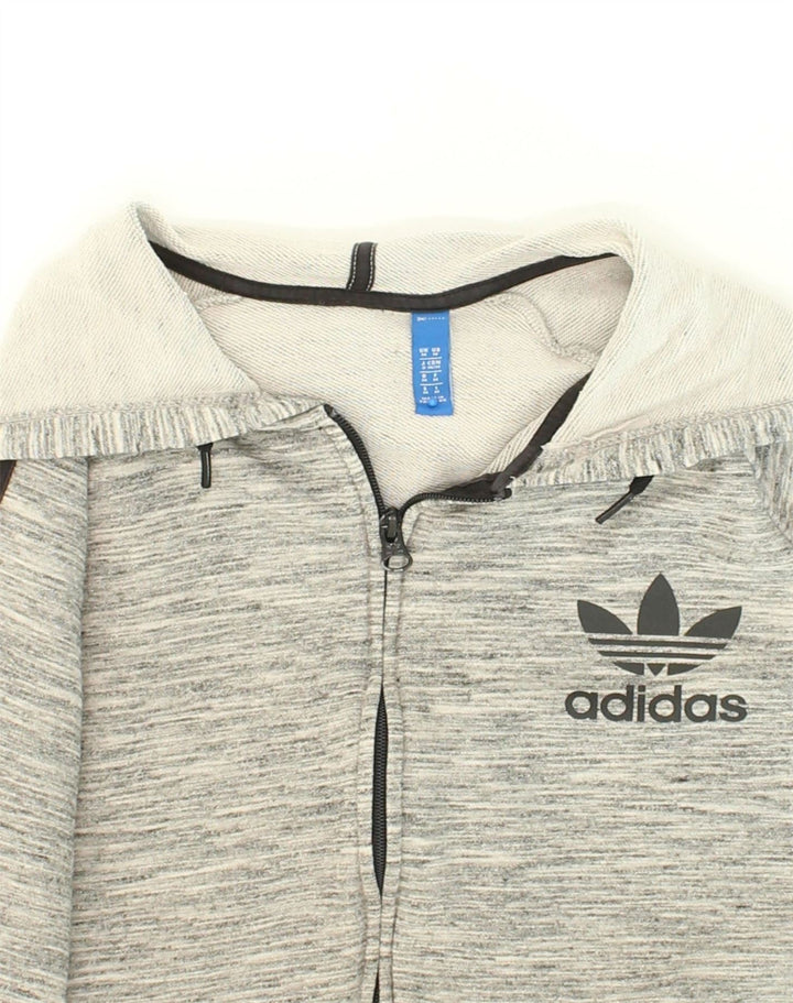 ADIDAS muški pulover s kapuljačom na patentni zatvarač, srednje sivi pamuk