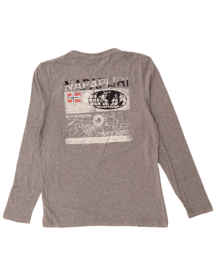 NAPAPIJRI muška grafička majica dugih rukava srednje sive boje