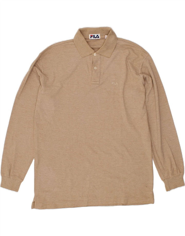 FILA Mens Long Sleeve Polo Shirt Medium Brown Vintage Fila and Second-Hand Fila from Messina Hembry 