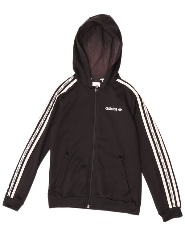 Adidas Boys Graphic Zip Hoodie pulover 11-12 Years Black Poliester Sports