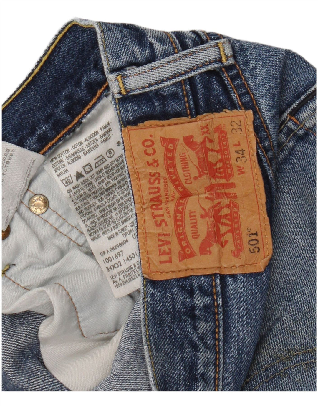 Levi's muške 501 ravne traperice W34 L32 plavi pamuk