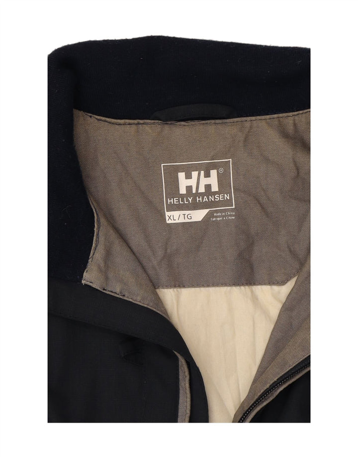 HELLY HANSEN Mens Graphic Bomber Jacket UK 40 XL Navy Blue Cotton Vintage Helly Hansen and Second-Hand Helly Hansen from Messina Hembry 