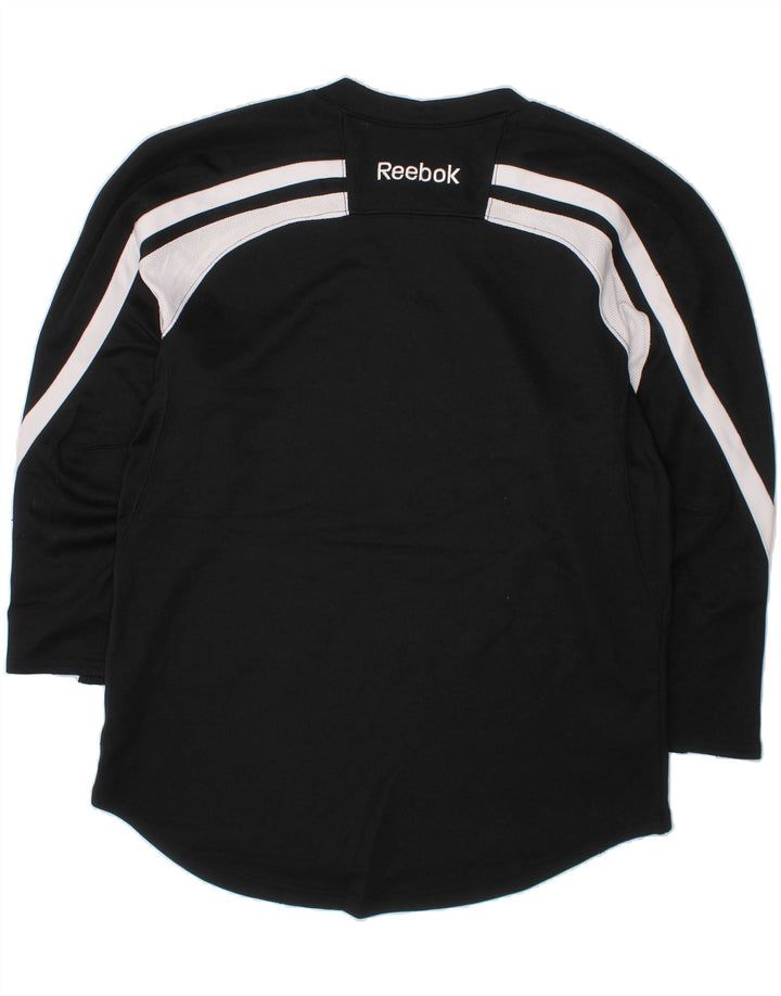 REEBOK Boys Top 3/4 Sleeve 13-14 Years XL Black Colourblock Polyester Vintage Reebok and Second-Hand Reebok from Messina Hembry 