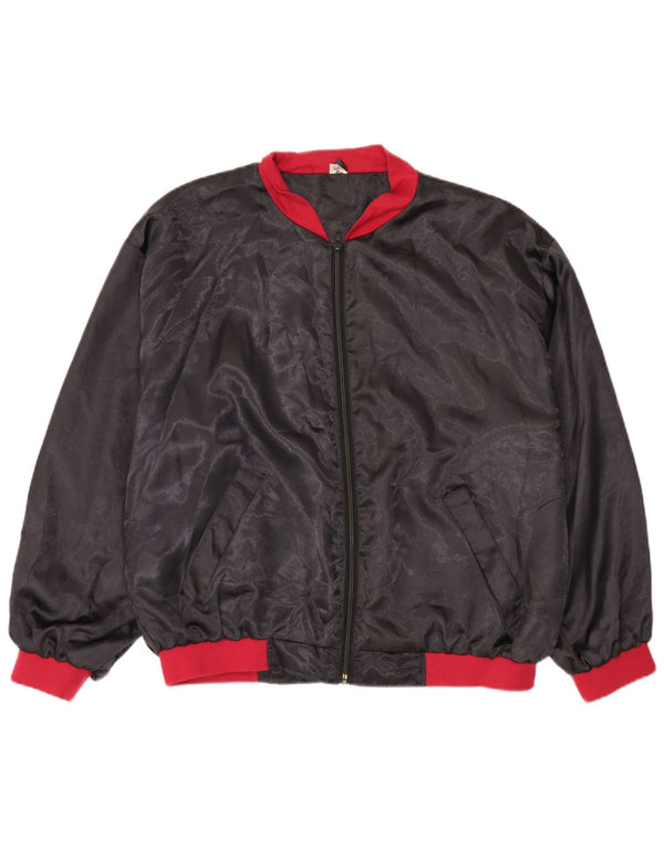 Vintage muška bomber jakna UK 38 Srednje crni poliamid u boji