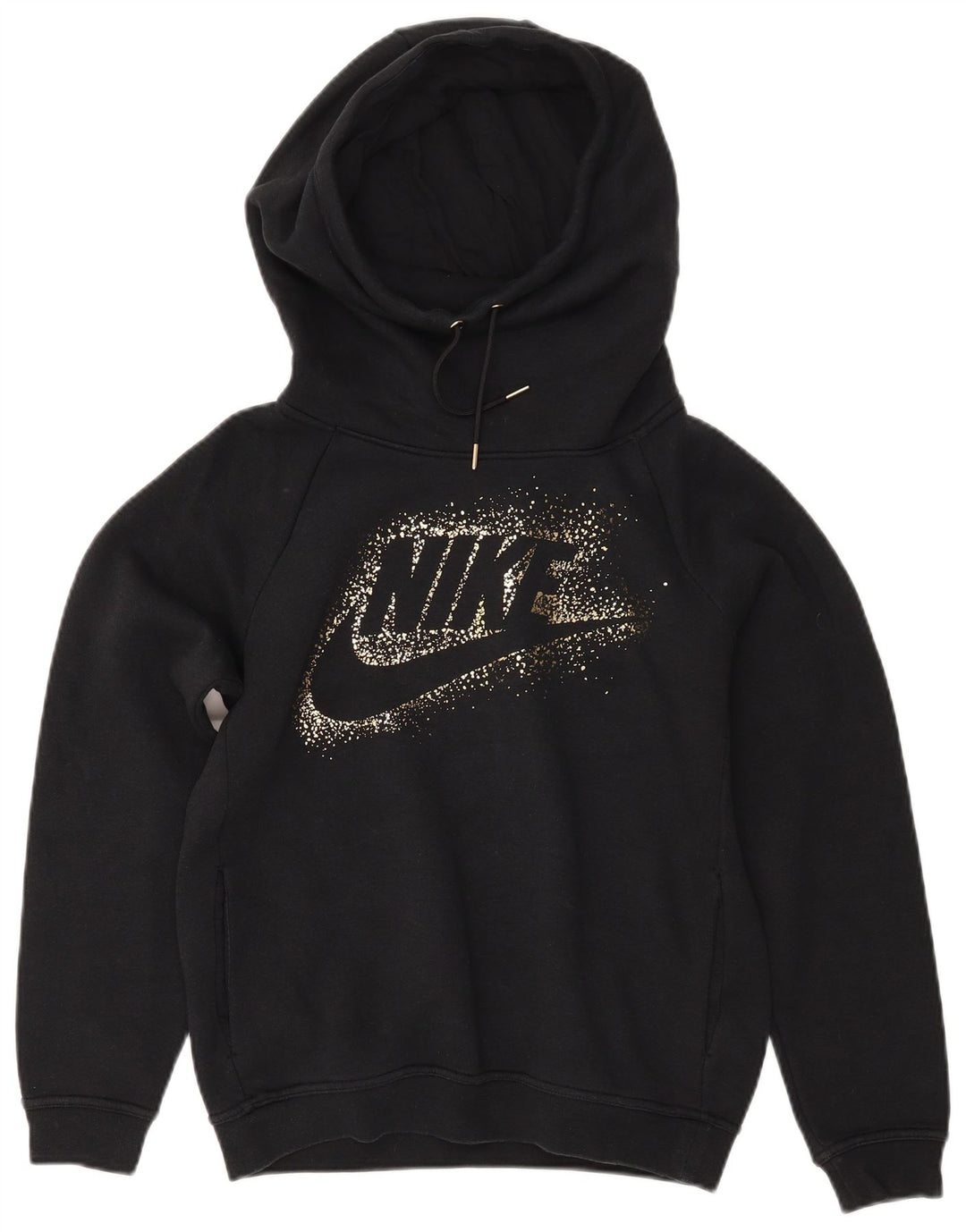 NIKE Ženska prevelika majica s kapuljačom s kapuljačom UK 10 Mala crna pamuk