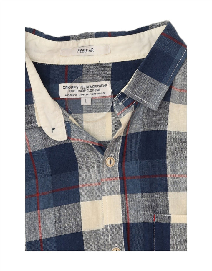CROPP Mens Shirt Large Blue Check Vintage Cropp and Second-Hand Cropp from Messina Hembry 