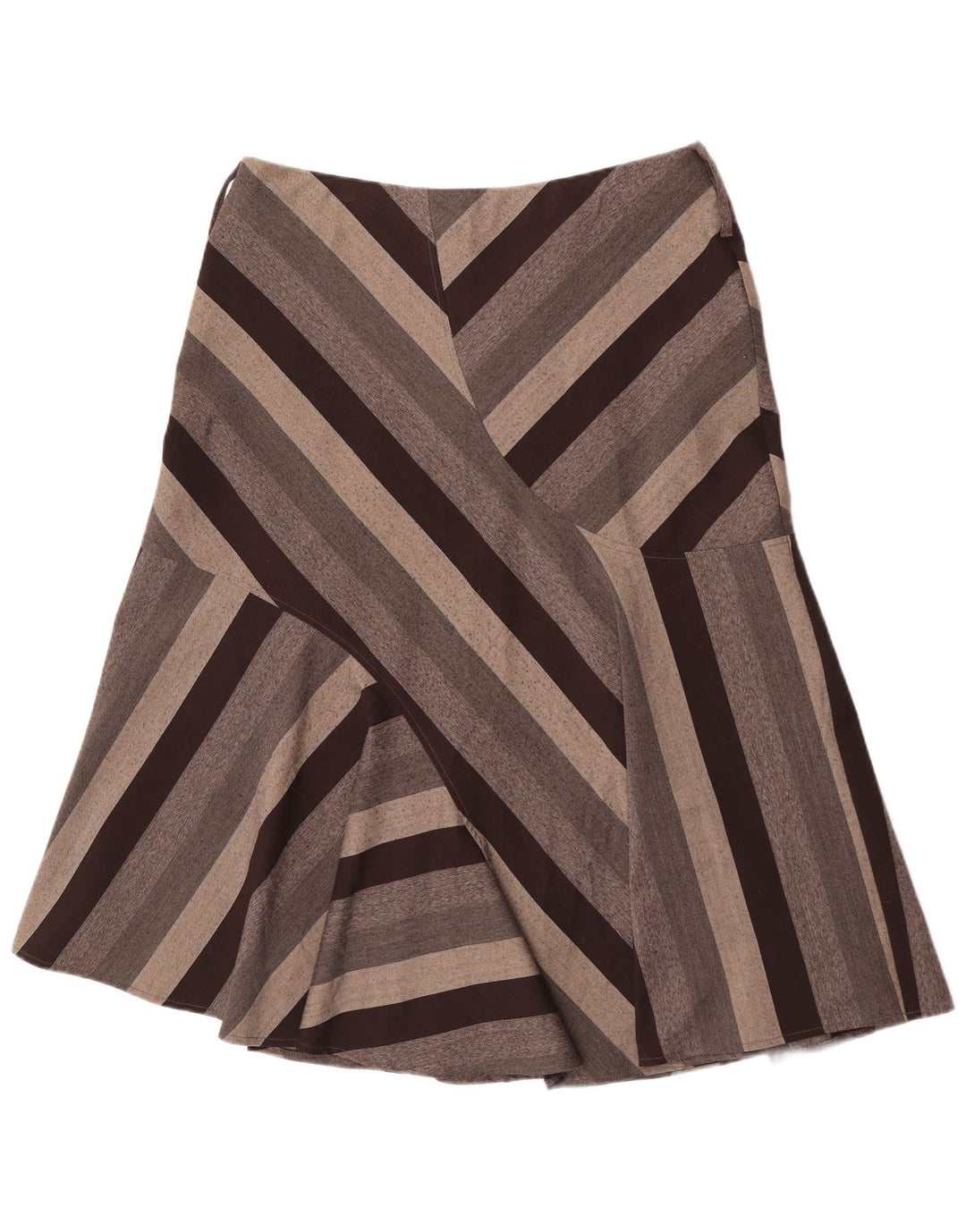 Marks & Spencer ženska midi suknja UK 16 Large W34 smeđi prugasti poliester