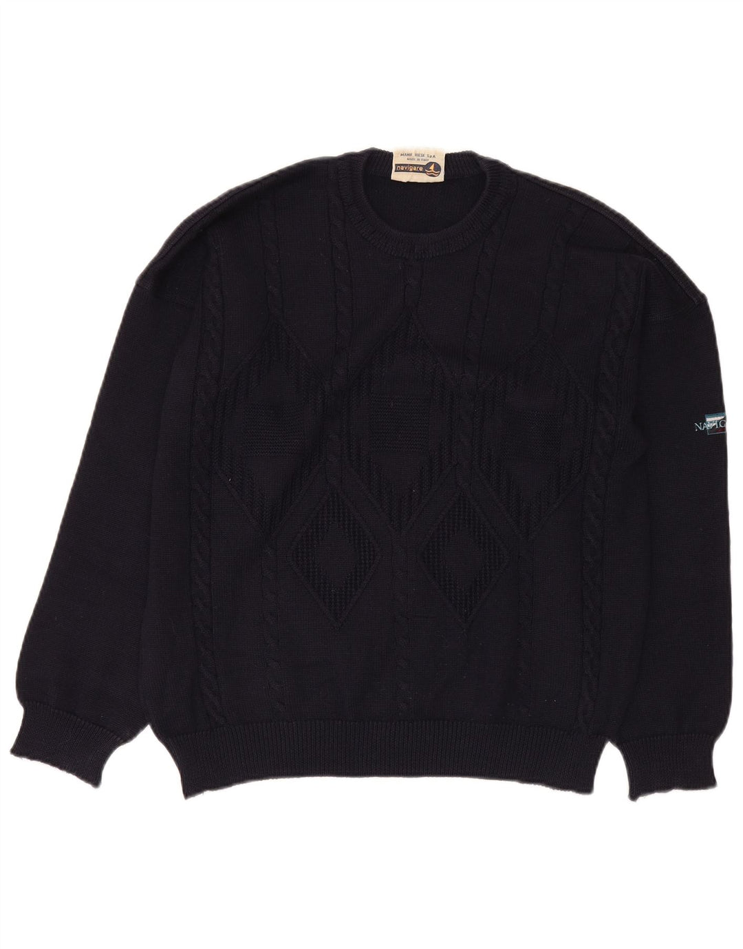 Navigare muški džemper s okruglim izrezom, veliki tamnoplavi Argyle/Diamond