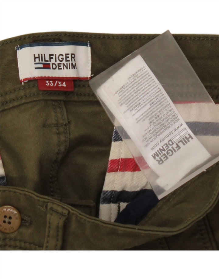 TOMMY HILFIGER Muške uske chino hlače W33 L31 kaki pamuk