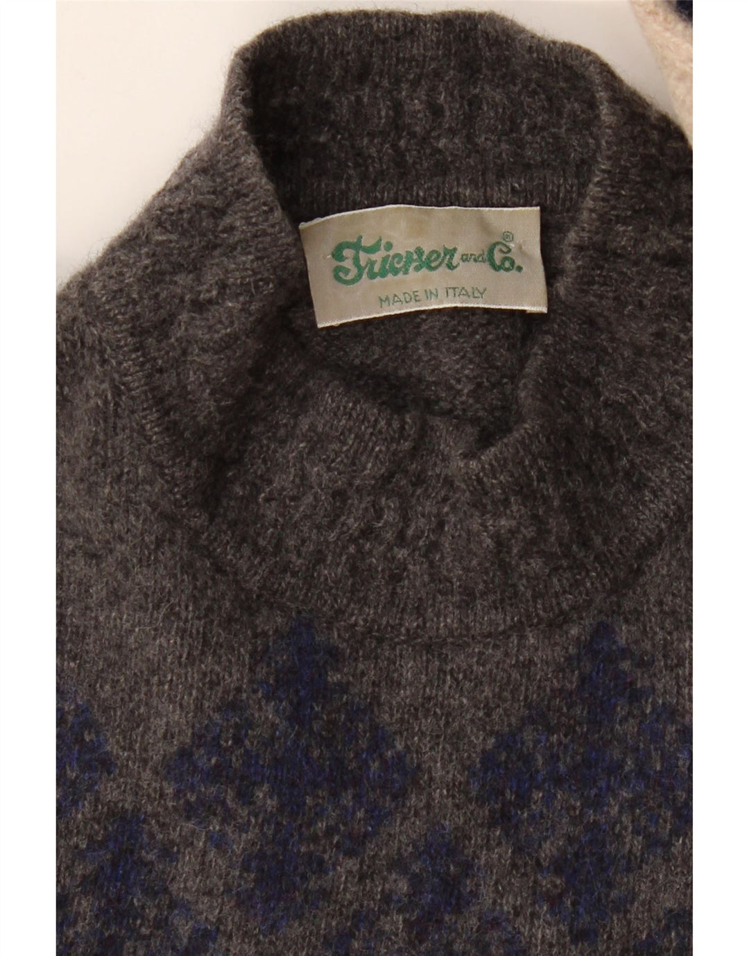 VINTAGE muški džemper s kornjačičastim ovratnikom XL bež Argyle/Dijamant