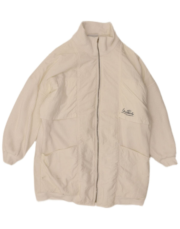 VINTAGE ženska velika vjetrovka kaput EU 38 srednji bijeli poliamid