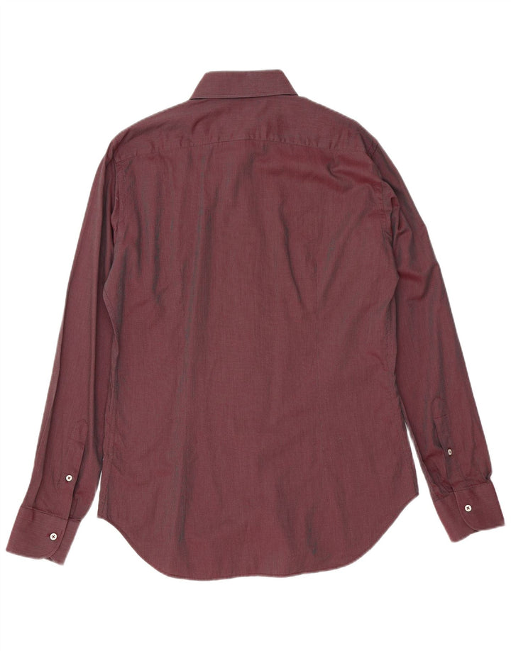 JOHN BARRITT Mens Shirt Size 39 15 1/2 Medium Burgundy Cotton
