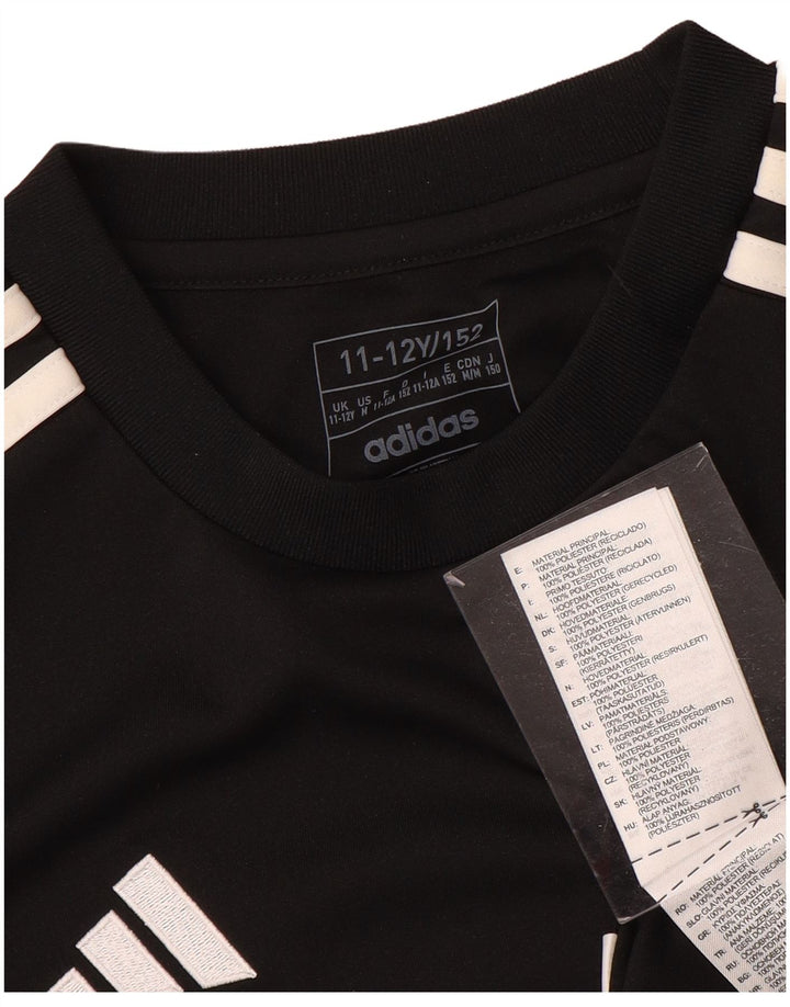 ADIDAS Boys Aeroready T-Shirt Top 11-12 Years Black Poliester