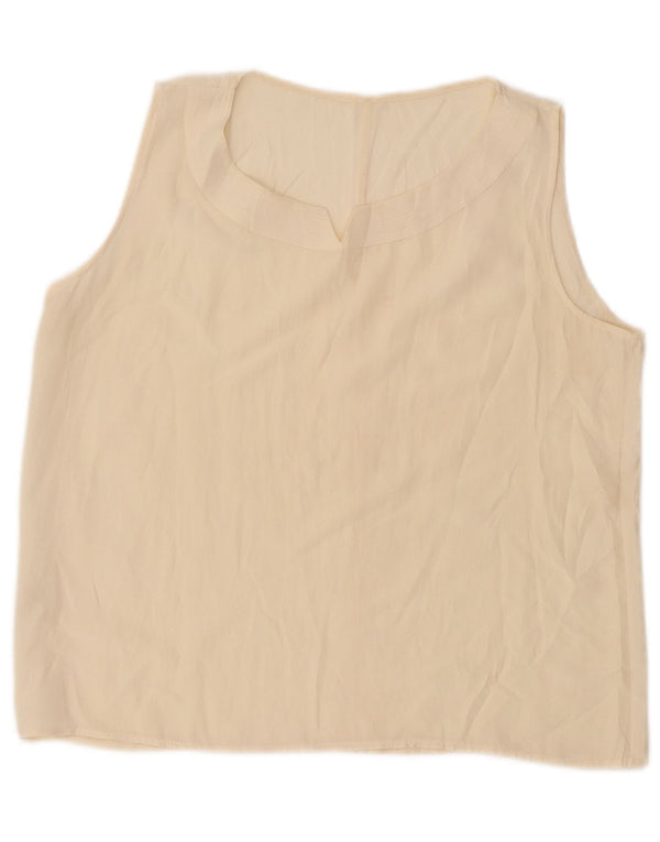 Vintage ženska kratka majica bez rukava UK 14 Large Off bijela svila