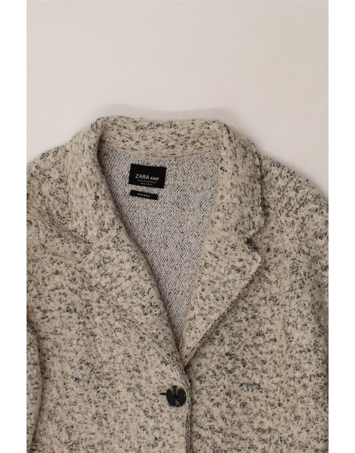 ZARA Womens Knit Overcoat UK 14 Medium Grey Flecked Polyester Vintage Zara and Second-Hand Zara from Messina Hembry 