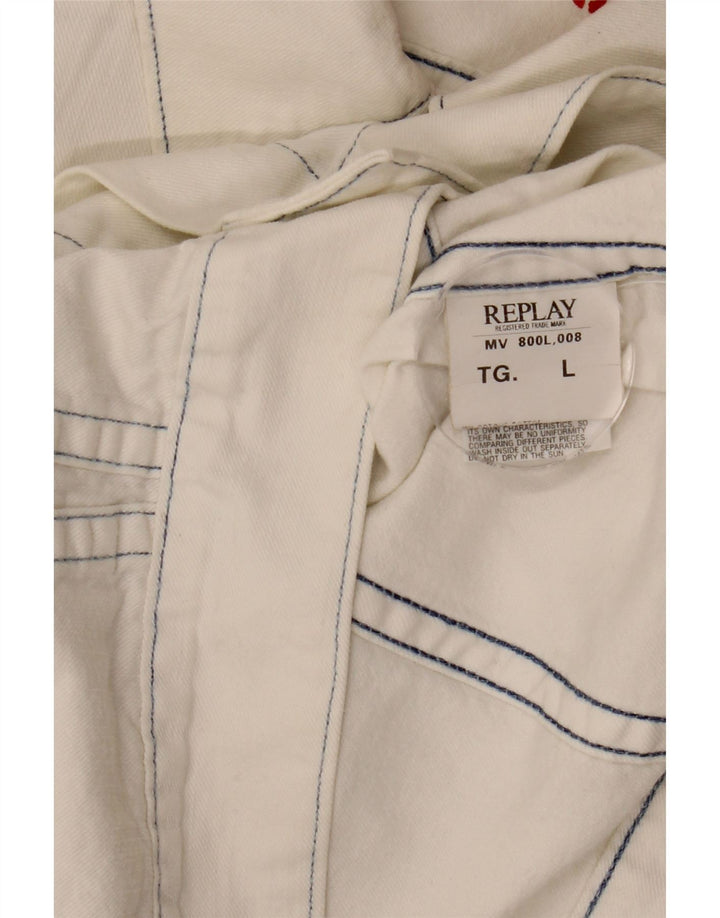 REPLAY Muška traper jakna UK 40 Veliki bijeli pamuk