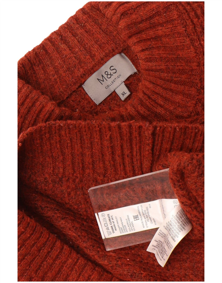 Marks & Spencer muški džemper s kornjačičastim ovratnikom XL, kestenjasto mrljasti akril