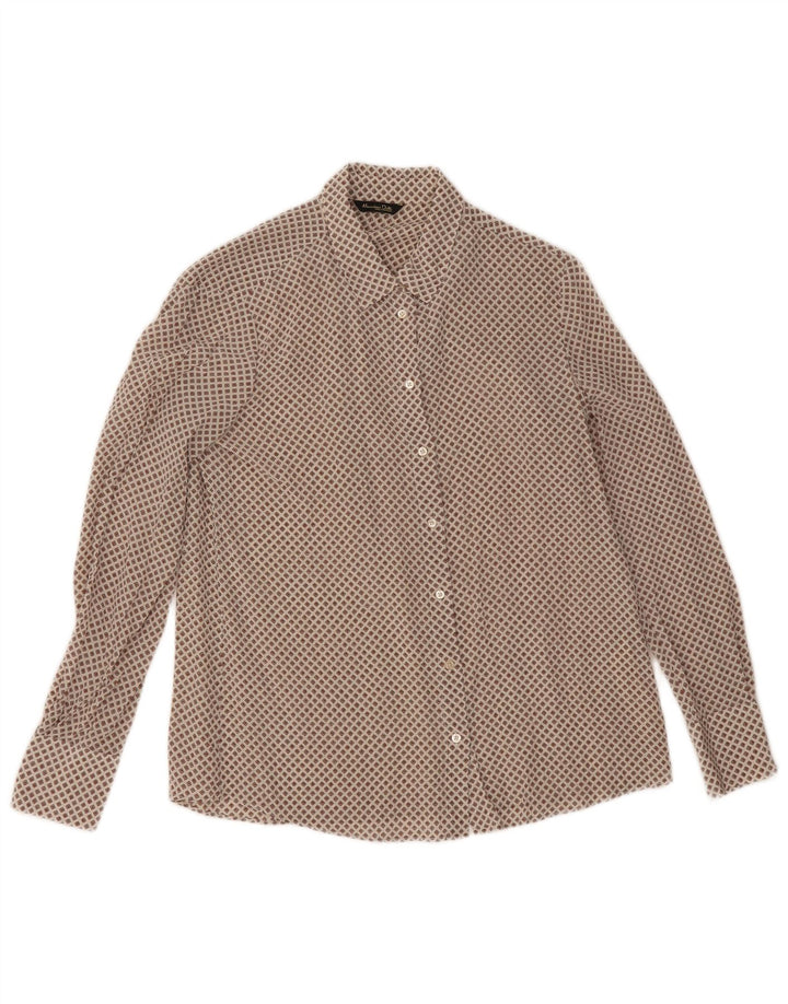 Ženska košulja Massimo Dutti EU 38 Mala bež geometrijska svila
